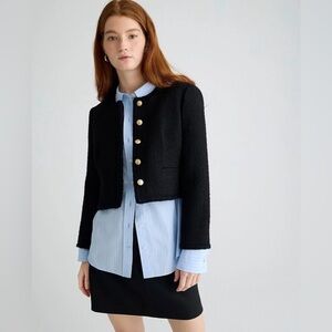 J. Crew Louisa Lady Jacket Blazer in Black Maritime Tweed Cropped Women’s size 8